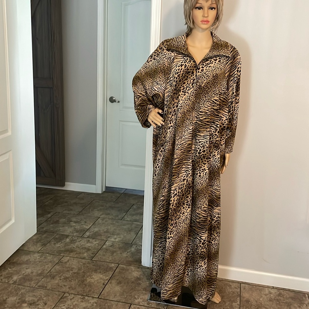 Vintage  RARE ! 70’s Saks Fifth Ave Cheetah Print Maxi Lounge Wear 2X USA🇺🇸